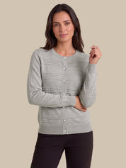 Textured Pointelle Crewneck Cardigan