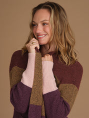 Colorblock Open Front Long Sleeve Cardigan