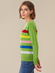 Colorblock Stripe Crewneck Sweater