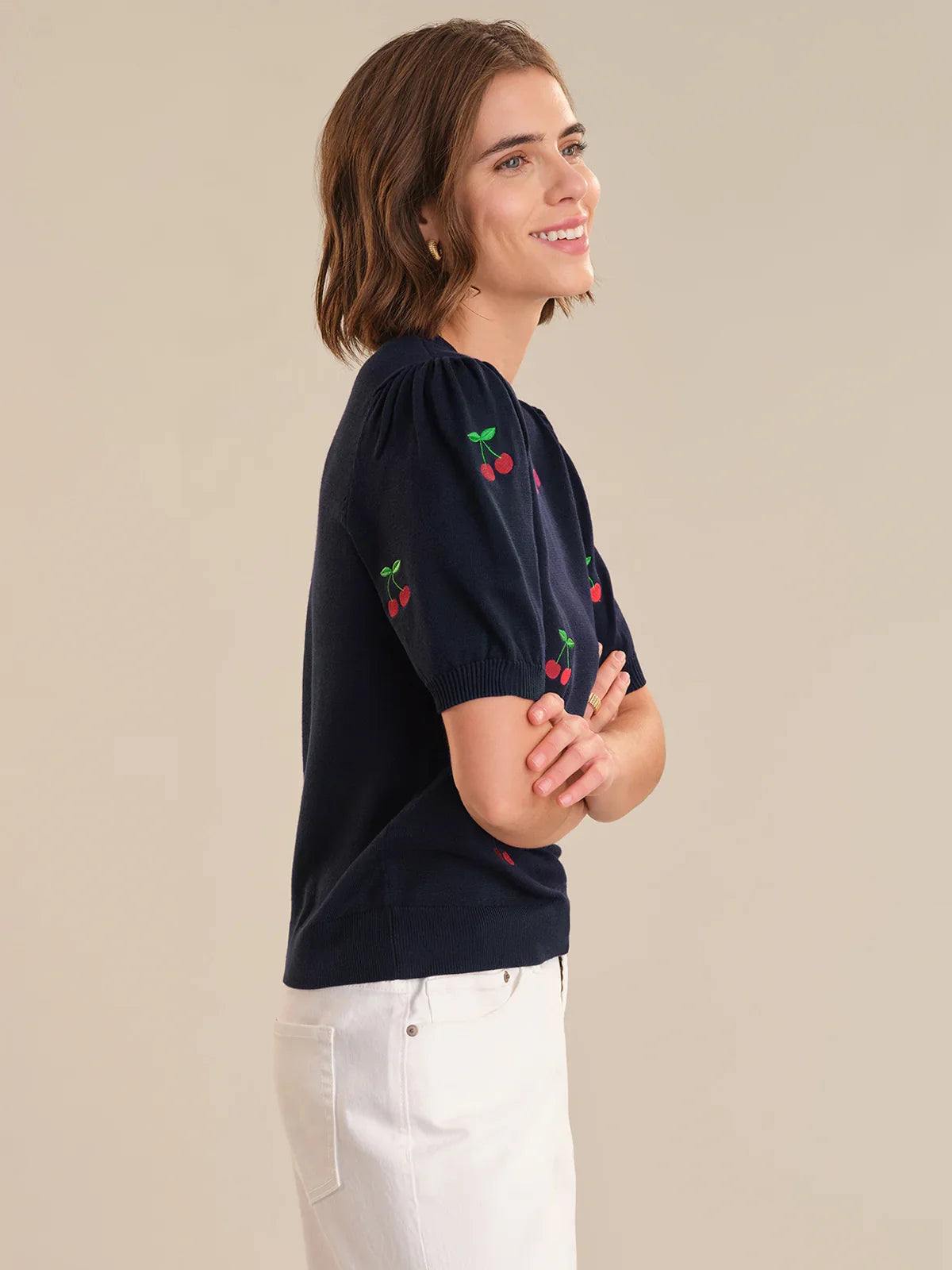 Cherry Embroidery Knit Pullover