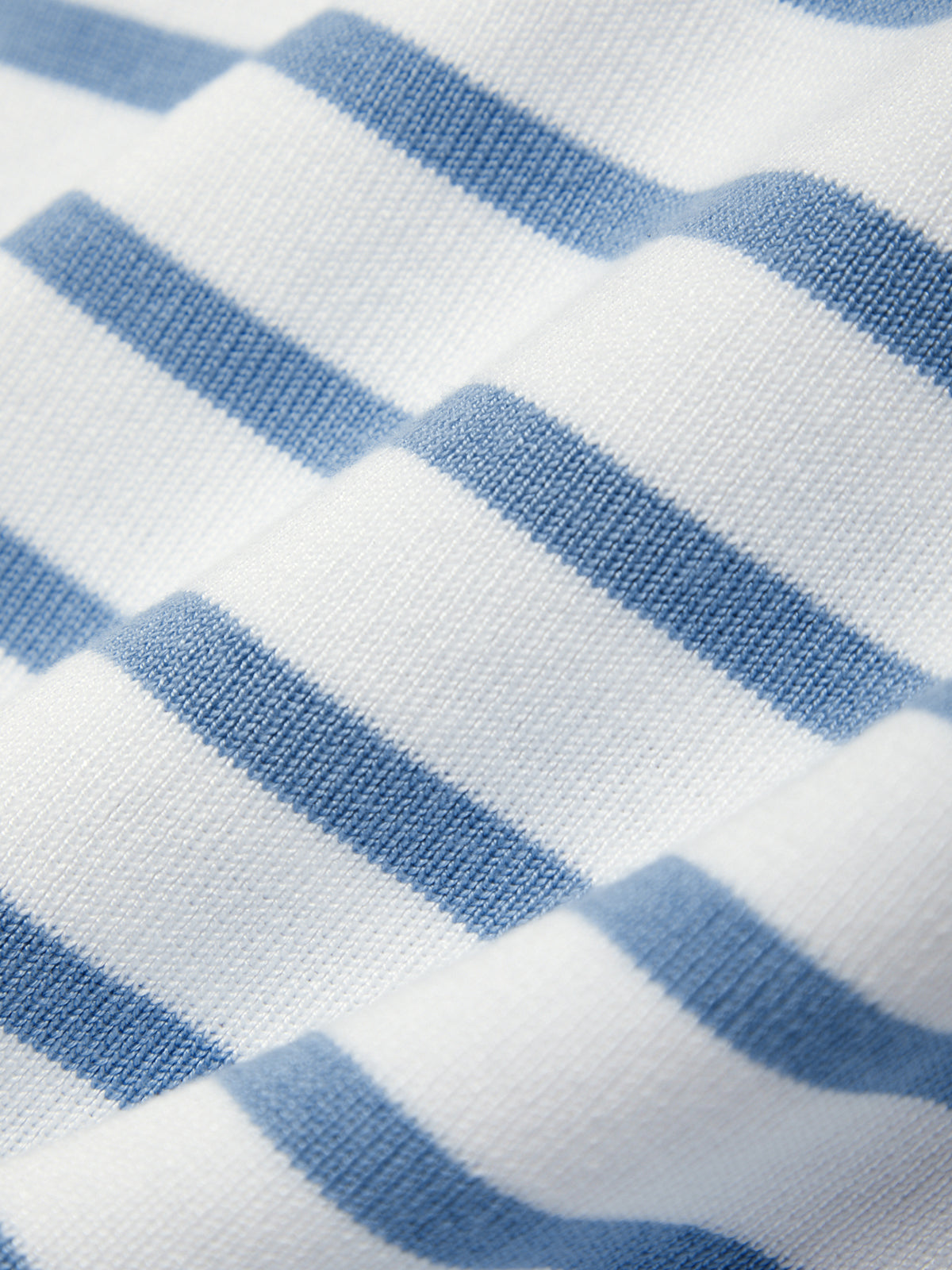 Close-up of blue and white striped fabric