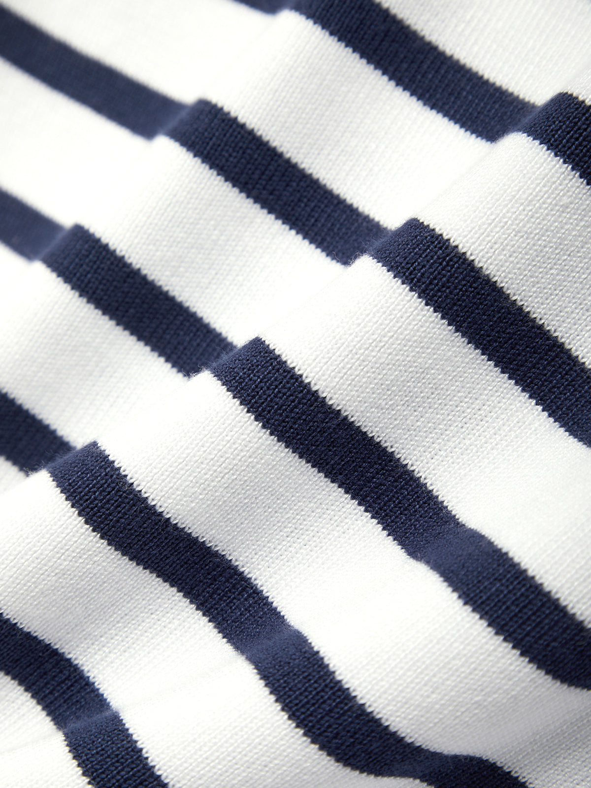 Close-up of navy and white striped fabric