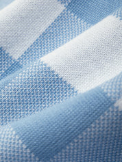 Close-up of blue and white checkered fabric