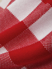 Close-up of red and white checkered fabric
