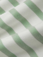 Close-up of green and white striped fabric