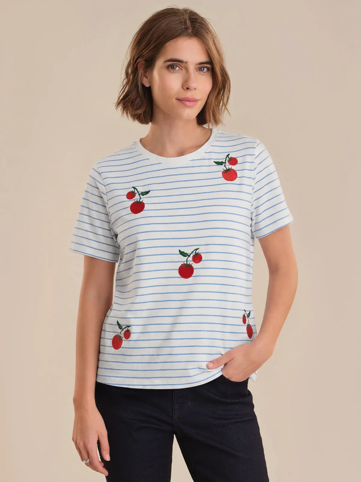 Embroidery Stripe Tee