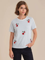 Embroidery Stripe Tee