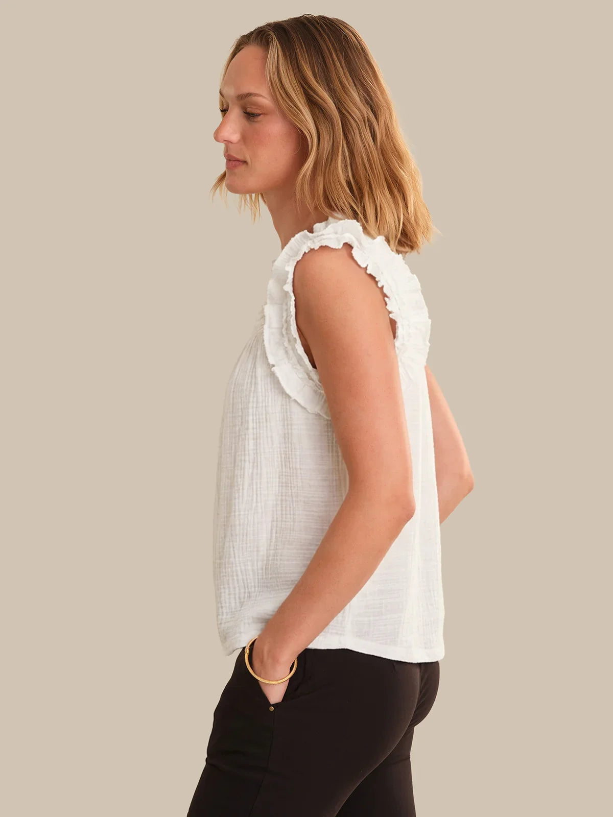 Lace Panel Sleeveless Top