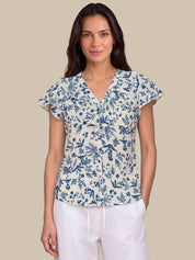 Floral Print Ruffle Blouse