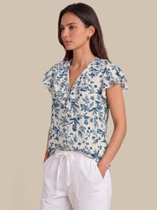 Floral Print Ruffle Blouse