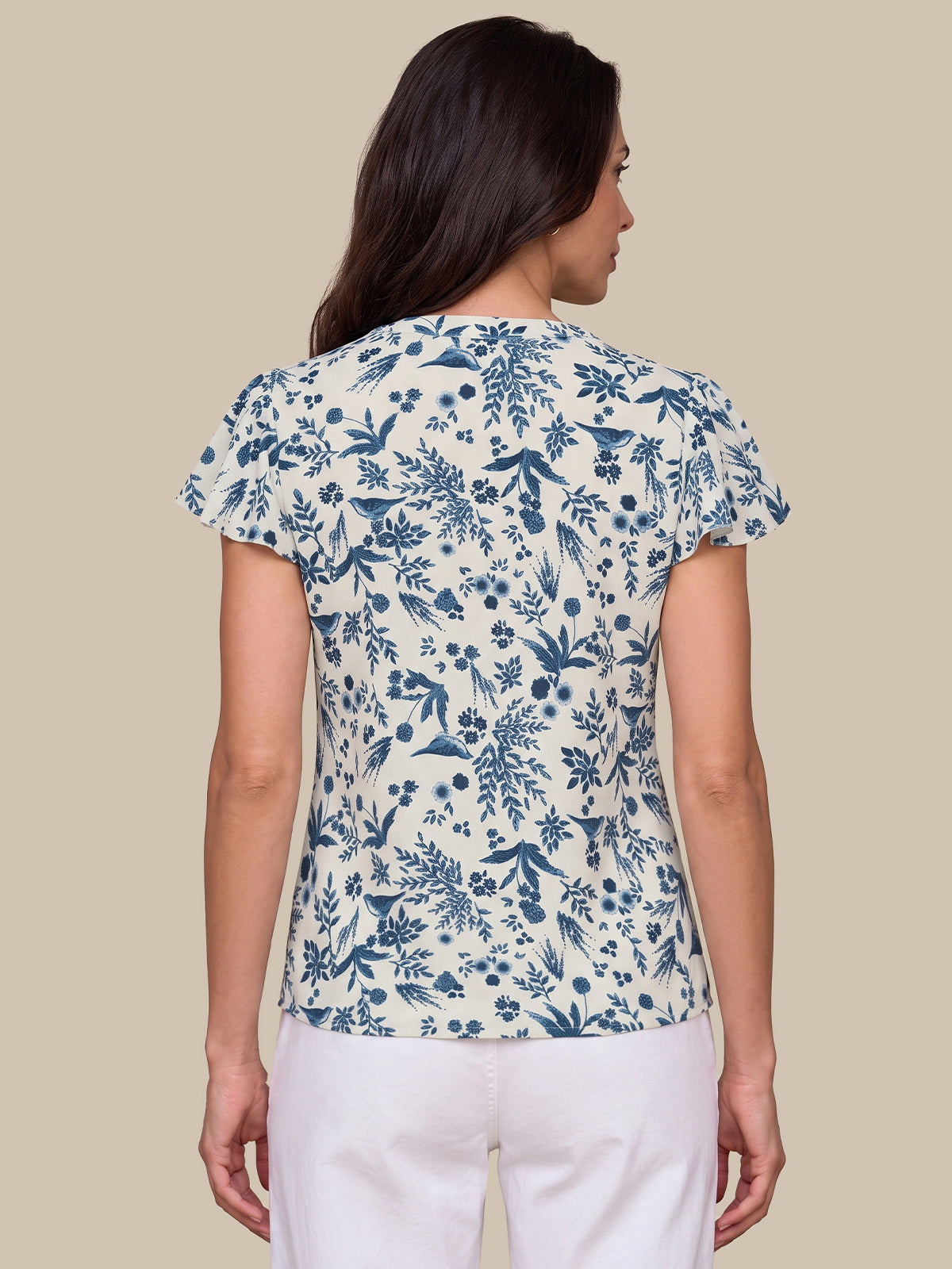 Floral Print Ruffle Blouse