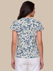 Floral Print Ruffle Blouse
