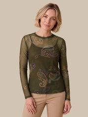 Paisley Print Crewneck Top