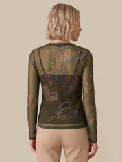 Paisley Print Crewneck Top