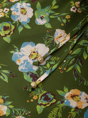 Floral Smocked Neck Tie Front Top