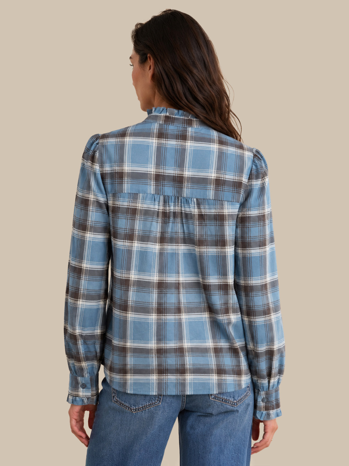 Ruffle Stand-Up Collar Blouse