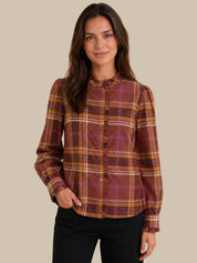 Ruffle Stand-Up Collar Blouse
