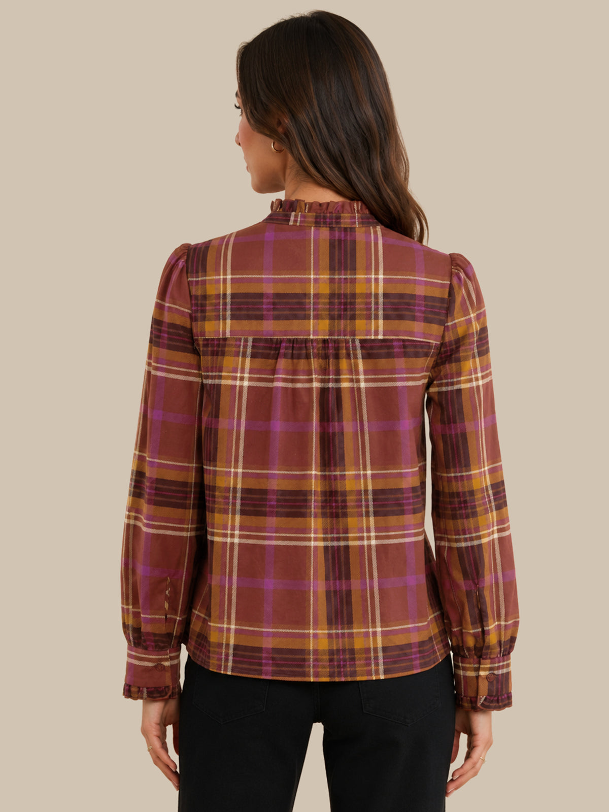 Ruffle Stand-Up Collar Blouse