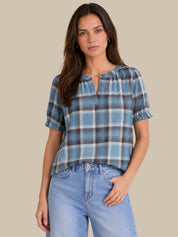 Plaid Puff Sleeve Top