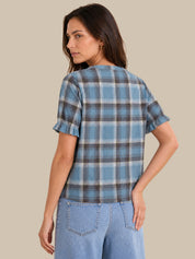 Plaid Puff Sleeve Top