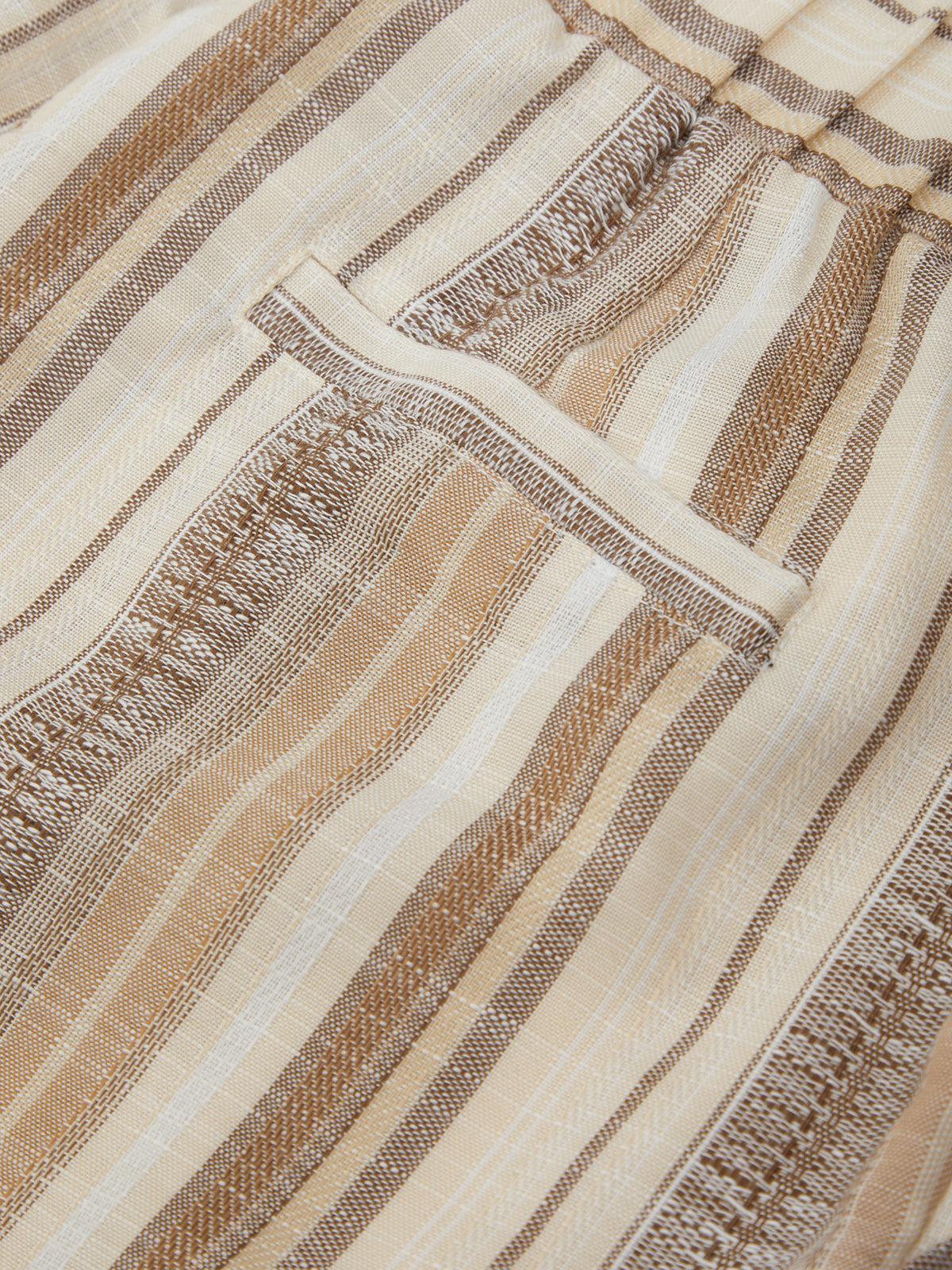 Close-up of textured fabric with brown and beige stripes