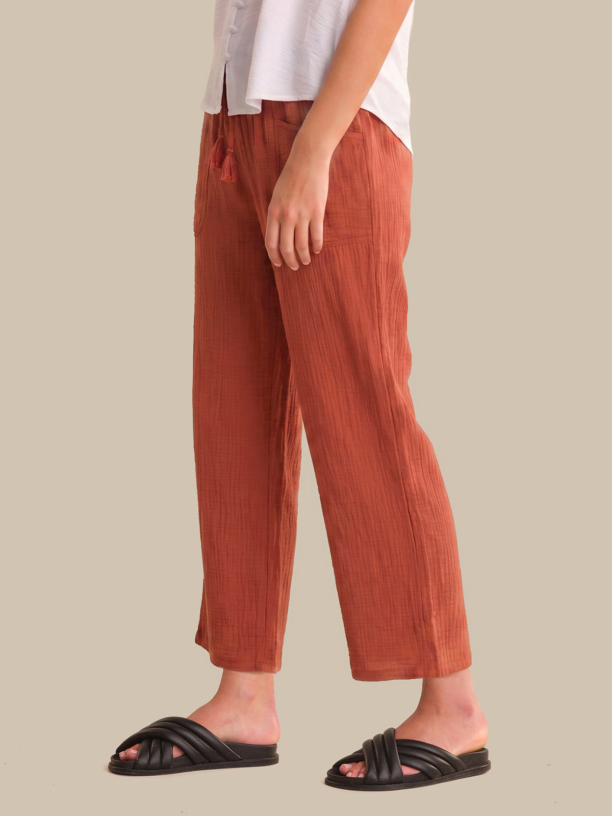 Drawstring Wide Leg Pants