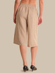 Textured Wide Leg Culotte Pants