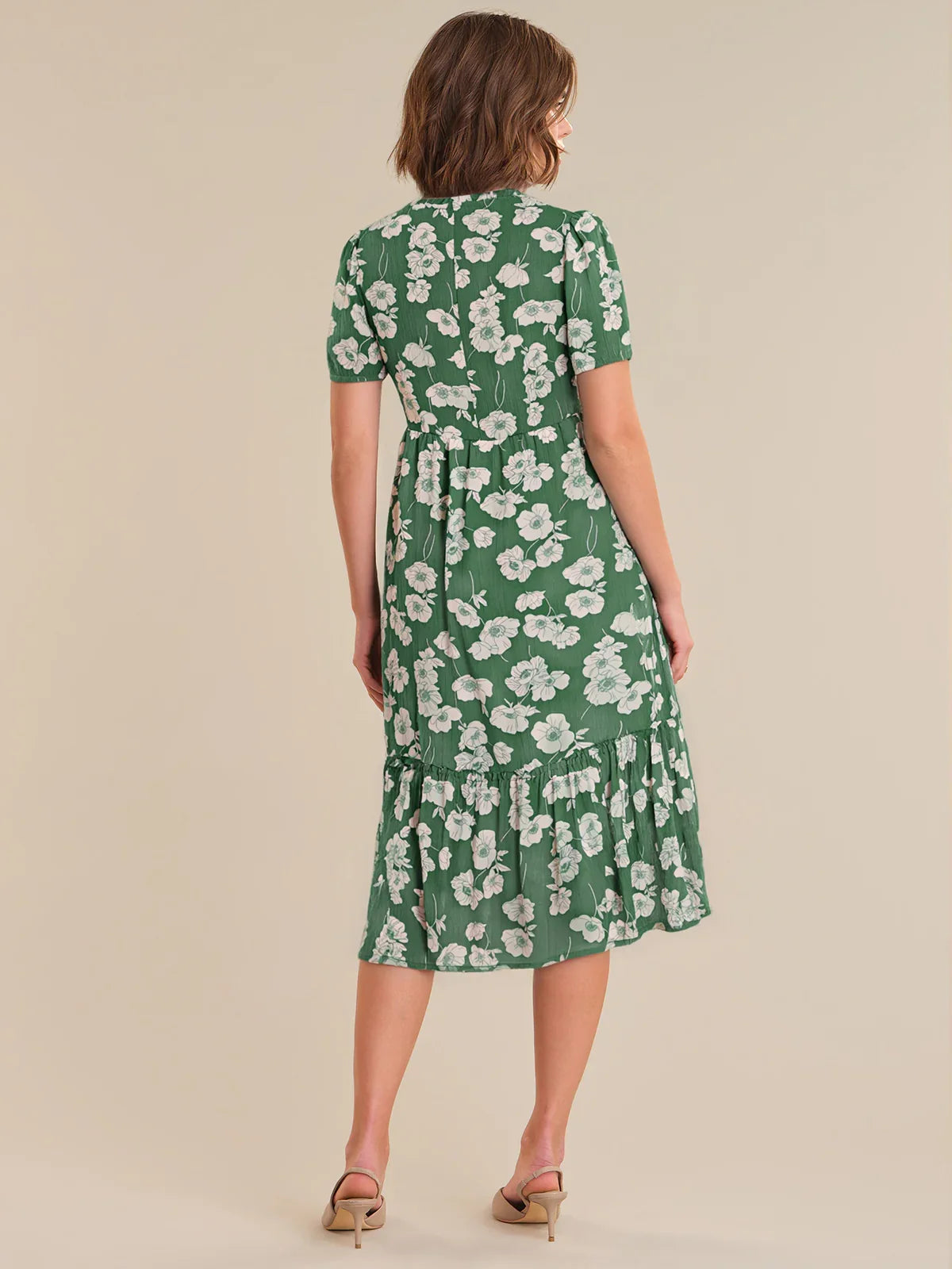 Floral Button Front Midi Dress