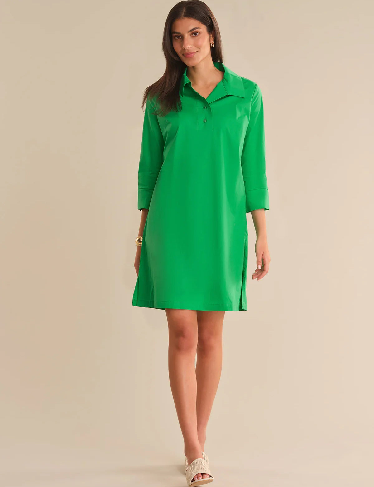kelly green shirt dress Kelly Green Linen Blend Mini Dress -Shirt Dresses