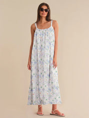 Floral Print Square Neck Maxi Dress