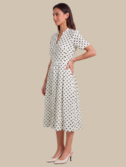 Polka Dot Pleated Midi Dress