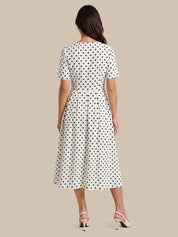Polka Dot Pleated Midi Dress