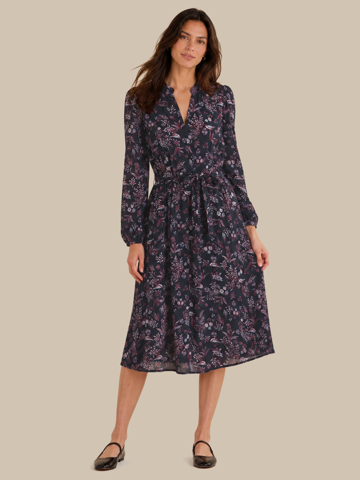 Floral Tie Waist Midi Dress