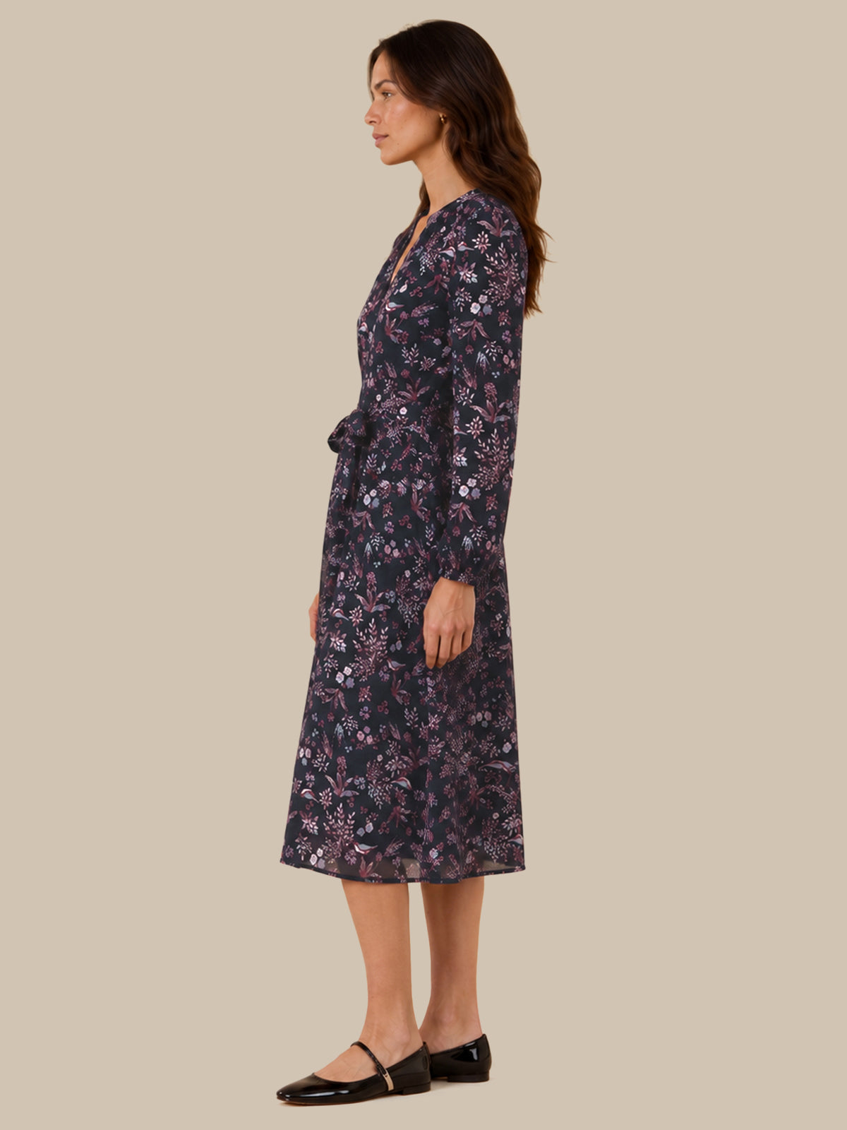 Floral Tie Waist Midi Dress