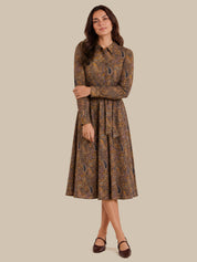 Paisley Print Belted Shirt Dress