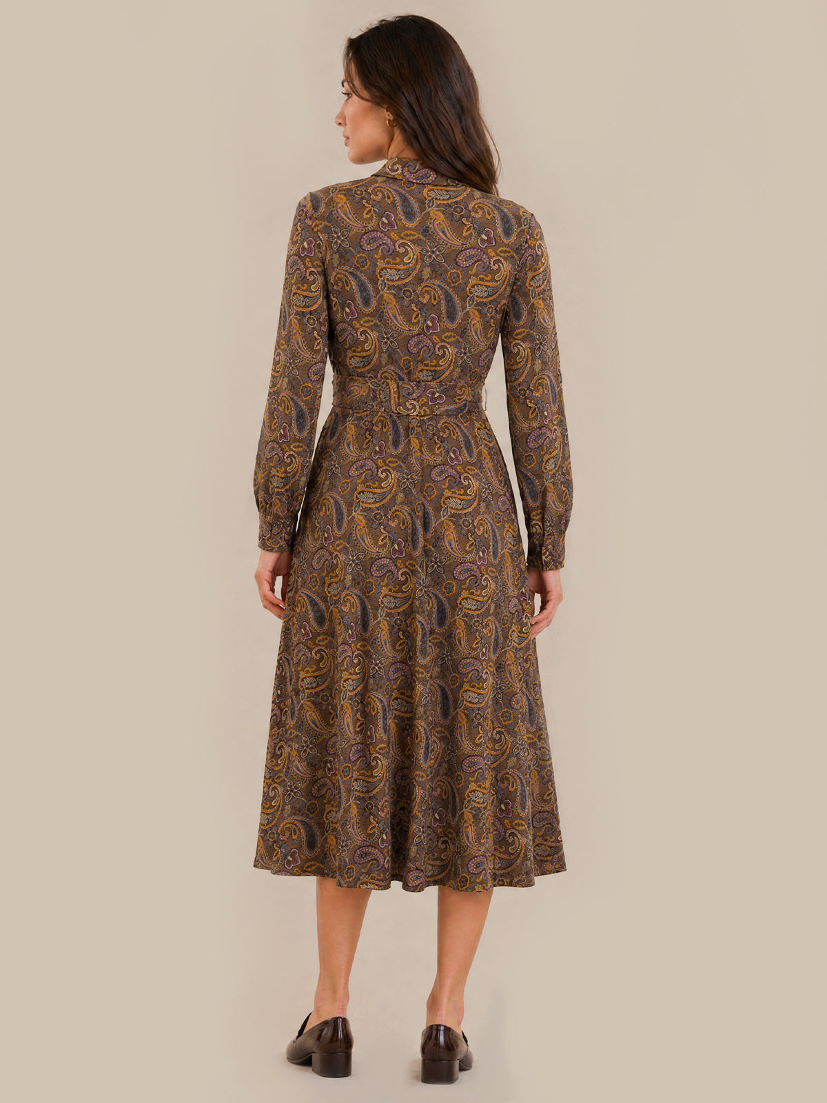 Paisley Print Belted Shirt Dress