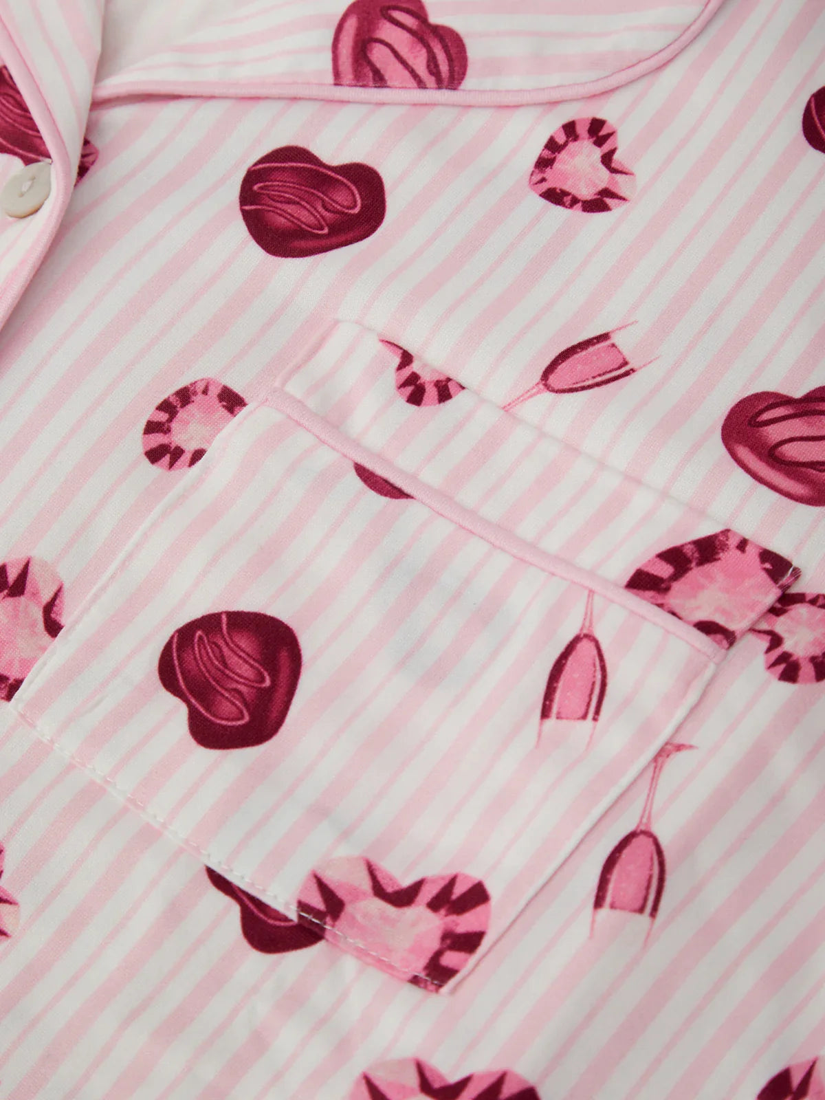 Heart Print Short Sleeve Pajamas Set