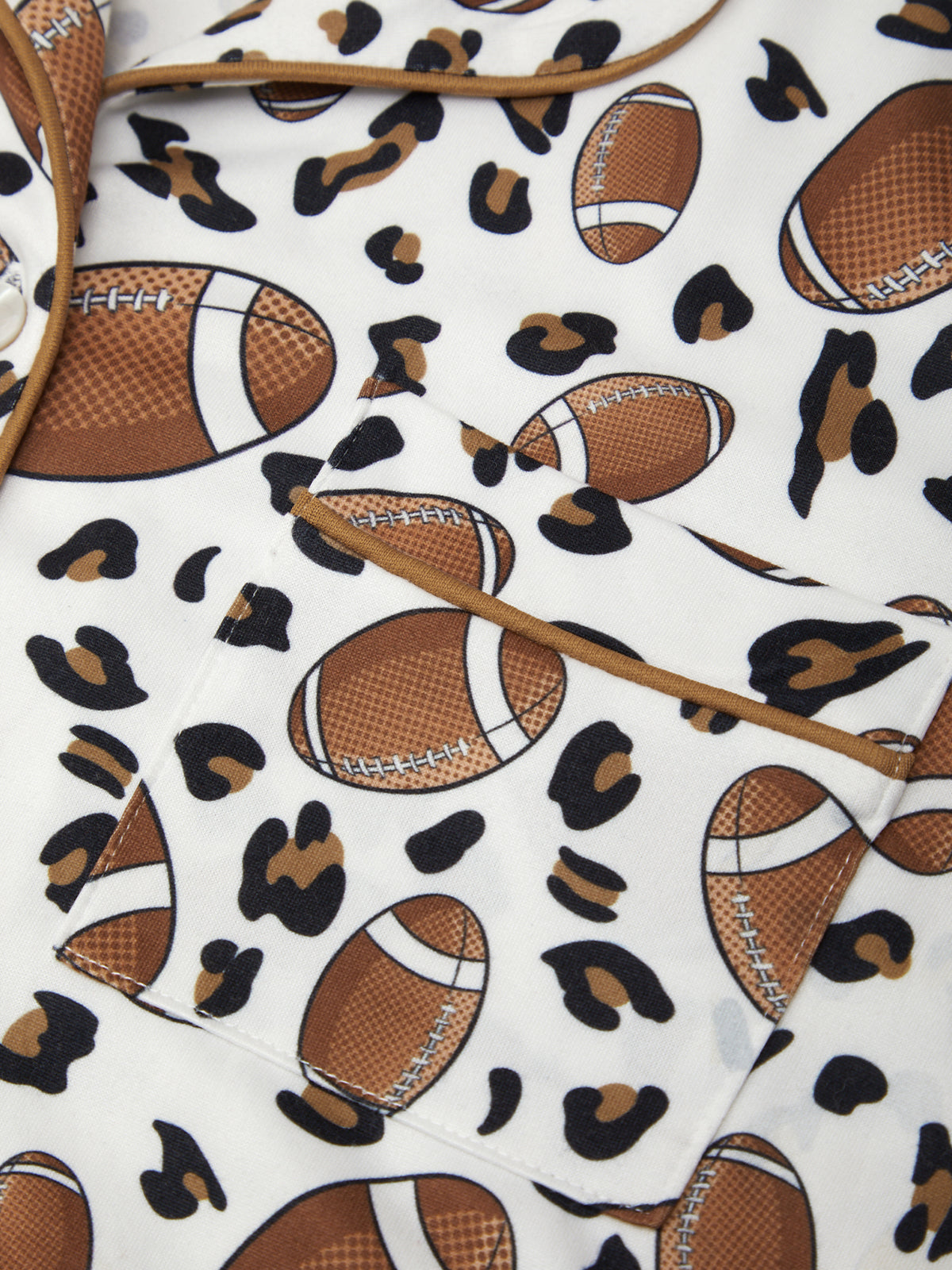 Hoodie with football and leopard print pattern on a white background