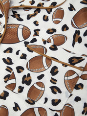 Hoodie with football and leopard print pattern on a white background