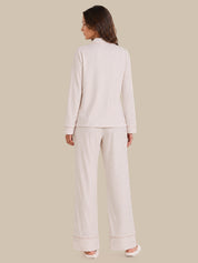 Contrast Piping Long Sleeve Pajamas Set