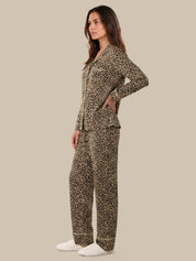 Contrast Piping Long Sleeve Pajamas Set