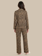 Contrast Piping Long Sleeve Pajamas Set