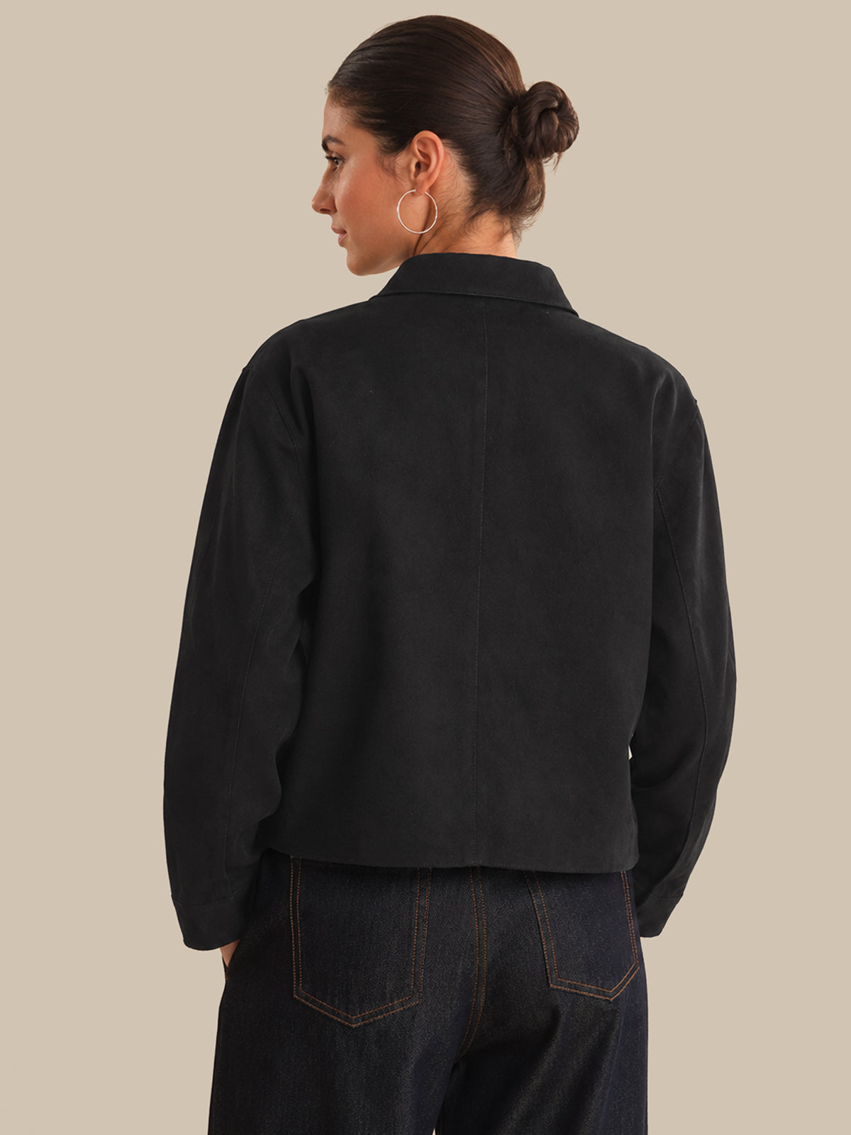 Faux Suede Button Front Jacket