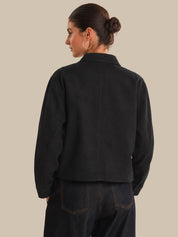 Faux Suede Button Front Jacket