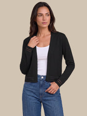 Sheer Hem Open Front Cardigan