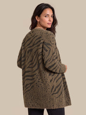 Tiger Stripe Print Open Front Cardigan
