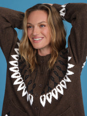 Jacquard Button Front Cardigan