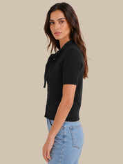 Tie Neck Short Sleeve Cardigan