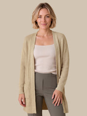 Long Lurex Open Front Cardigan