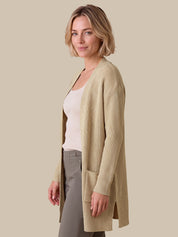 Long Lurex Open Front Cardigan